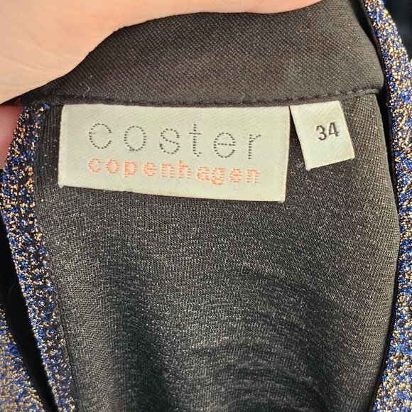 Coster Copenhagen Blue Gold Shiny Long Sleeve Dress Sz 34 XS - Picture 6 of 12